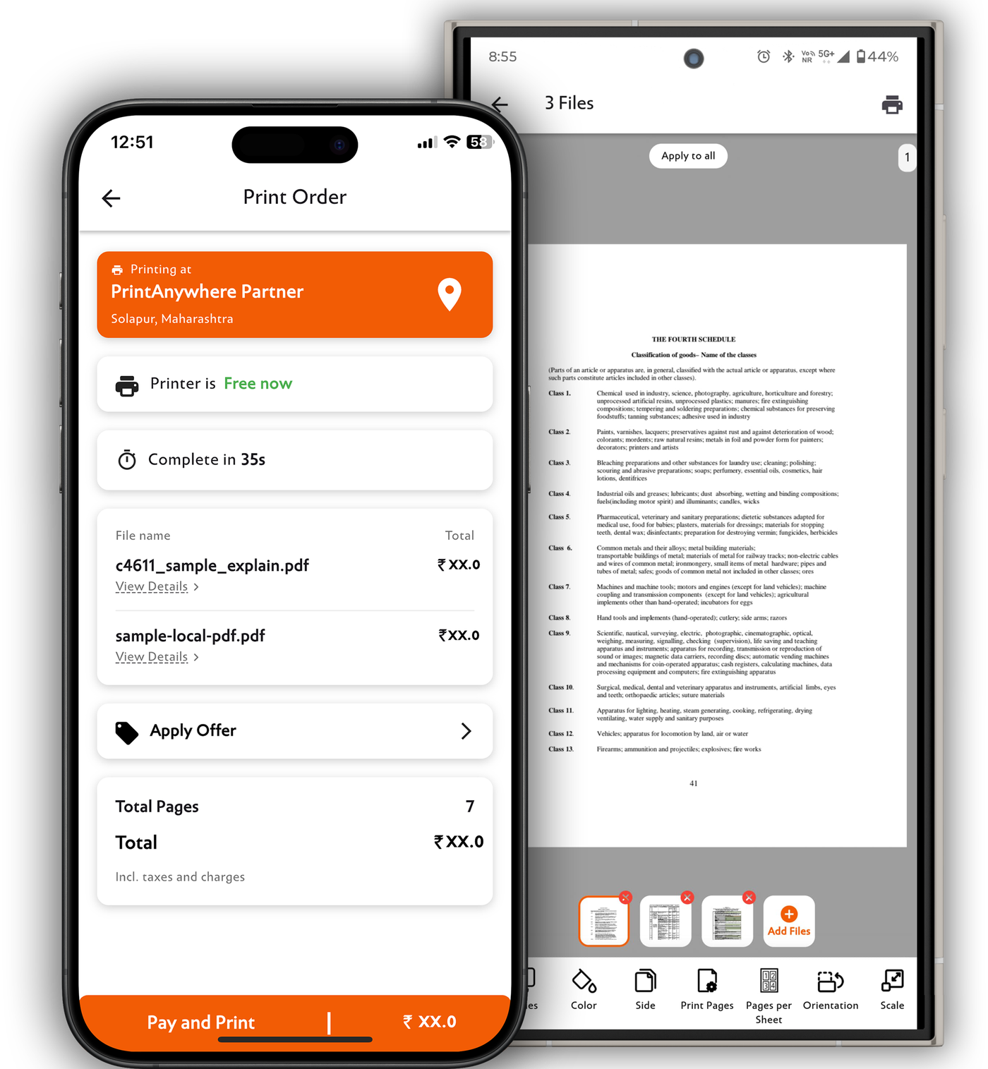 PrintAnywhere app on Android and iPhone